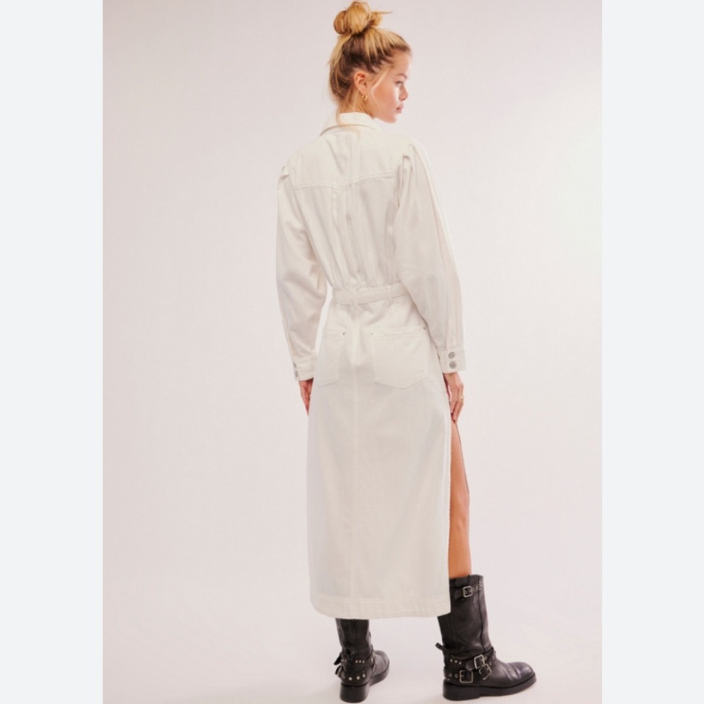 NWT FP Mad Love Denim Midi Dress- ECRU